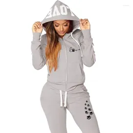 Women's Two Piece Pants Spring Autumn Casual Stripe Print Zipper Sweater Sports 2PCS Sets Ladies Sportswear Jogging Suit Outfits