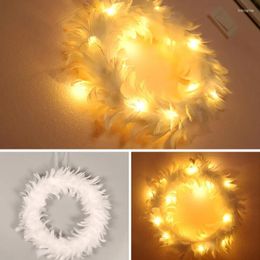 Decorative Flowers White Feather Wreath Christmas Day Wedding Party Po Props Outdoor Garden Living Room Office Household Decorations