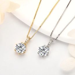 65mm8mm D VVS1 Diamond Pendant Necklace for Women Real Silver 925 With 14k Gold Plated High Quality Jewellery Gift 240515