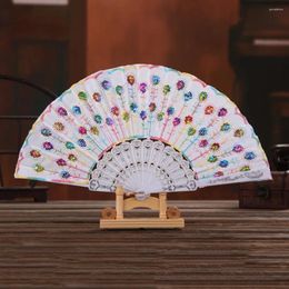 Decorative Figurines Giltter Sequins Folding Fan Home Decoration Chinese Style Handheld Peacock Dancing Plastic Handle Dance Props