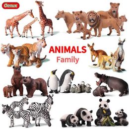 Novelty Games Oenux Original African Wild Lion Simulation Animals Tiger Elephants Action Figure Farm Animal Figurines Model Educational Toys Y240521