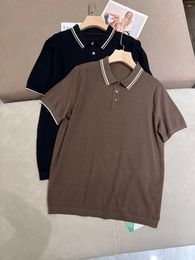 Men's Polos Lp Spring And Summer Knitted Wheat Grain Texture Silk Blend POLO Shirt Short-sleeved T-shirt