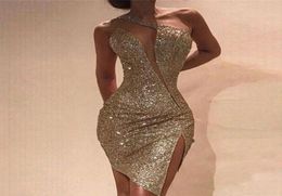 Sexy Women Sequins Glitter Sparkle Deep V Neck Halter Backless Bodycon Short Mini Dress Evening Party Wrap Hip Vestido Casual Dres8923954