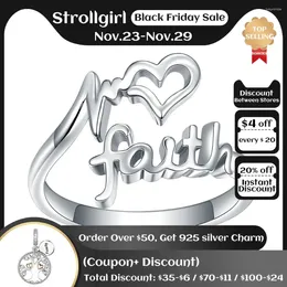 Cluster Rings 925 Sterling Silver Heart Faith Hope Love Ring Adjustable Inspirational Wrap Jewelry Brithday Christmas Gifts For Women Teens