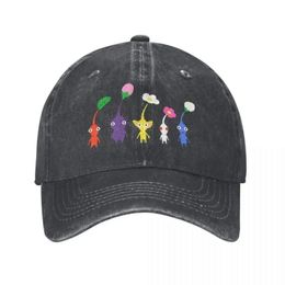 Y2K Cute Pattern Blue Dad Pikmin Game Cowboy Hat Hats Peaked Cap For Women Shade The Sun Caps Family 240521