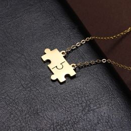 Stainless Steel Necklace For Women Lovers Gold Colour Fashion Puzzle Pendant Necklaces Jewellery Couple Birthday Gifts