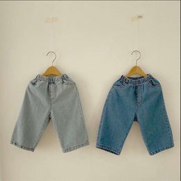2052C Children's Denim Spring Summer New Simple Fashion Boy's Jeans Elastic Waist Casual Washed Pants