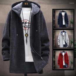 Men's Sweaters Men Zipper Knitted Parka Jacket Hooded Casual Solid Sweater Cardigan Trench Coat