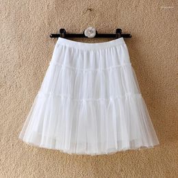 Skirts Tutu Women's Skirt Summer Elastic Waist Mesh Saia A-line High Cake Mini Harajuku Cute Kawaii Falda Woman Clothing