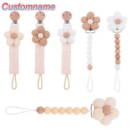 Pacifier Holders Clips# Baby accessories newborn product chain nipple clip Burlap flower anti drip chain nipple tooth clip silicone childrens gift d240521