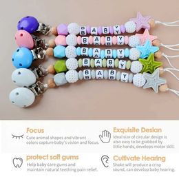 Pacifier Holders Clips# Baby pacifier clip cartoon personalized name teeth toy silicone colorful celebrity cute dummy nipple bracket newborn accessories d240521