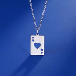 Hip Hop Poker Card Ace Of Spades Necklace Stainless Steel Lucky Pendant Neck Chain For Women Playing Cards Jewellery Gifts