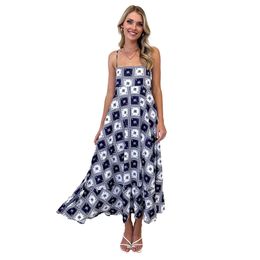2024 Spring Summer new women's floral halter Slip dress slim Abstract pattern Casual Dresses Long dress Clothing 232