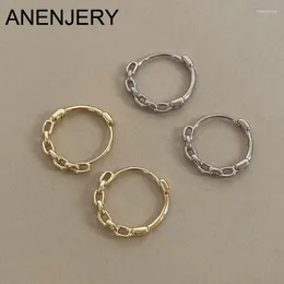Hoop Earrings ANENJERY Silver Color Link Chain For Women Men Punk Party Chic Rock Ear Buckle Jewelry Gift Aros Mujer