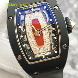 Exciting RM Wrist Watch Womens RM07-01 Black Ceramic Hollow out Mechanical Watch