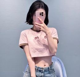 Designer t shirt for women summer short sleeve fashion crop top tee women tshirt contrast color o neck Y2k