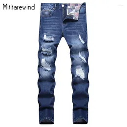 Men's Jeans Plus Size For Men High Street Slim Straight Stretch Personality Ripped Fashion Daily Pants Y2k Streetwear