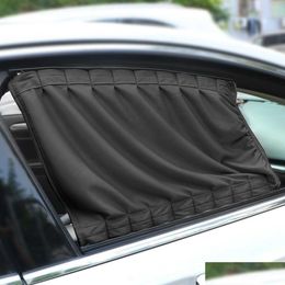 Car Sunshade 2 Pcs/Set Curtain Mobile Window Polyester Sun Visor Blinds Er Front Rear Windows Car-Styling Drop Delivery Mobiles Mo M Dhnlw