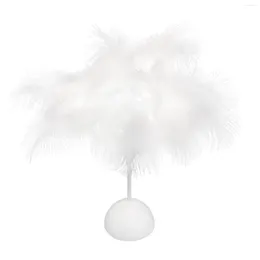 Table Lamps LED Feathers DIY Romantic Warm White Bedroom Decor Living Room Battery Powered Party Home Lamp Desktop Night Light Wedding