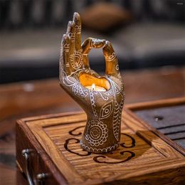 Candle Holders Holder Buddha's-Hand Shaped Resin Candlestick Desktop Decor Decorative Artware For Home Shops Bronze Golden