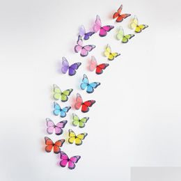 Wall Stickers Colorf 3D Crystal Butterfly Creative Butterflies With Diamond Home Decor Kids Room Decoration Art Drop Delivery Garden Dhqtb