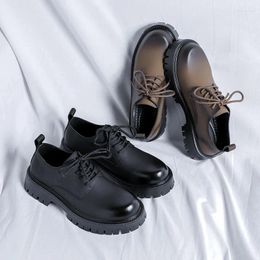 Casual Shoes Men Platform Derby Oxfords Male Split Leather Formal Dress Retro Office Work Spring