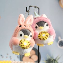 3PCS Cute Frog Keychains Creative Cartoon Rabbit Penguin Plush Doll Keychain For Bag Pendant Kawaii Keys Keyrings Wholesale