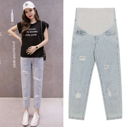 2024 New Summer Autumn Fashion Maternity Jeans High Waist Belly Skinny Pencil Pants Clothes for Pregnant Women Pregnancy L2405
