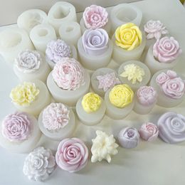 Flower Scented Candle Silicone Mold DIY Petal Diffuser Stone Handmade Soap Gypsum Drop Glue Abrasive Mould Candle Making Kit