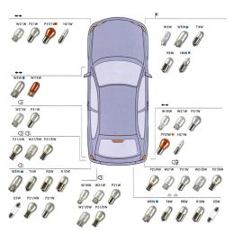 Car Signal Lamp Tail Side Light Glass Halogen Bulbs T10 T20 OSRAM W5W2825 12961 T5 W1.2W W21/5W WY16W P27/7W 12066 12066