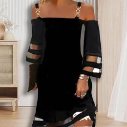Casual Dresses Women Dress Black Ladies Comfortable Off Shoulder Stylish Mini Lady Garment