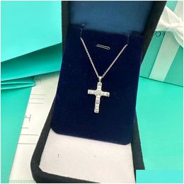 Chains Top Quality Cross Diamond Pendant Necklace Designer For Women 925 Sterling Sier Jewelry Retro Vintage Necklaces Mens Chain Part Ot407