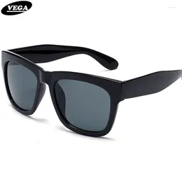 Sunglasses VEGA Classic 70s 80s Vintage Goggles Cool Hipster Rectangular Polarized UV Protection Glasses Big Black Frame 1119