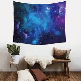 Tapestries 1pc 75x100cm/100x150cm Galaxy Tapestry Blue Night Starry Sky Stars Universe Mysterious Nebula Wall Hanging Backdrop