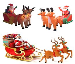 Christmas Decorations 210cm giant inflatable Santa Claus double deer sleigh LED light outdoor5828057