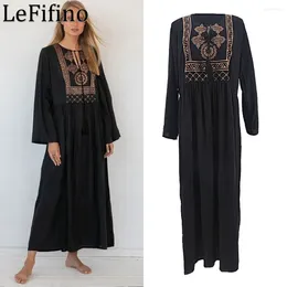 Summer Artificial Cotton Leisure Style Black Bottom Gold Print Loose Long Dress Vacation Sunscreen Skirt Bikini Cover Up Women's