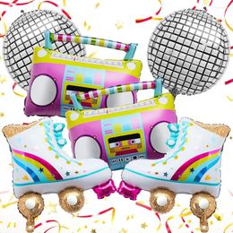 Party Decoration 6pcs Roller Skate Balloon Set 80s Decorations Inflatable BoomBox Disco Ball Birthday Boy Girl 90s Retro Theme Decor