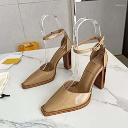 Sandal Toe Square Sandals Small Designer Solid Colour Back Strap Fashion Ladies Dress Shoes Genu 33f s