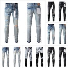 purples jeans designer mens high quality fashion cool style pant distressed ripped biker black blue jean slim fit m s