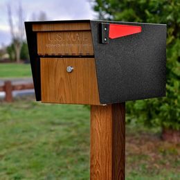 Curbside Wood Grain 7510 Mail Manager Locking Security Mailbox Black letter box mailbox outdoor Garden Supplies 240518