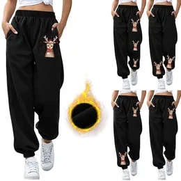 Women's Pants Women Comfortable Christmas Print Bottom Sweatpants Pockets High Waist Sporty Gym Athletic Jogging Solid Casual Baggy Outfits