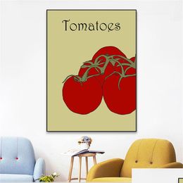 Other Event Party Supplies Tomato Carrot Print Wall Art Kitchen Decor Chilli Pepper Vegetable Food Fruit Canvas Painting Pictures H Dhf2Y