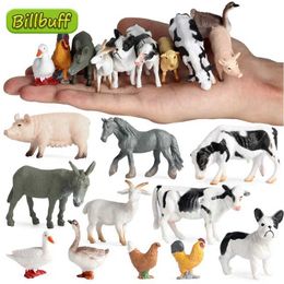 Novelty Games 12pcs Simulation Farm Poultry Ocean Animal Action Figures Model Pig Bird Duck Hen Goose Horse Cow Dog Goat Bear Toy for children Y240521