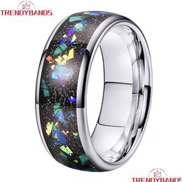 Band Rings 8Mm Fashion Finger Jewelry Tungsten Carbide Engagement Ring For Men Women Wedding Domed Polished Shiny Comfort Fit Drop De Dhtrr