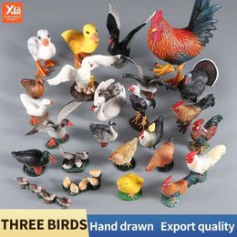 Novelty Games Simulation Poultry Farm Animals Model Duck Goose Swan Hen Chicken Action Figures Educational Collection Toy Xmas Gift For Kids Y240521