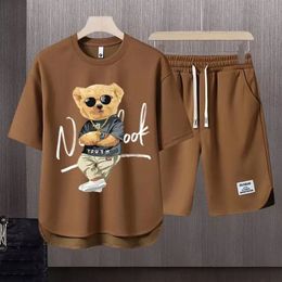 2023 Summer Men Clothing Tracksuit Sets Japan Fashion Harajuku 2 Piece Set Casual Short Sleeve T Shirts Shorts 240520