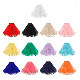 Skirts Women 3 Layer Satins Tulle Short Skirt Elastic Waist Party Petticoat N7YE