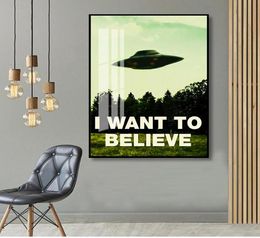 Paintings DLKKLB Vintage Classic Movie The Poster I Want To Believe Bar Cafe Home Kraft Paper Decorative Wall Sticker5526427