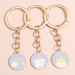 1Set(3Pcs) Cute Enamel Keychain Rainbow Cat Dog Ring Animal Key Chains For Women Men Friendship Gifts DIY Handmade Jewellery