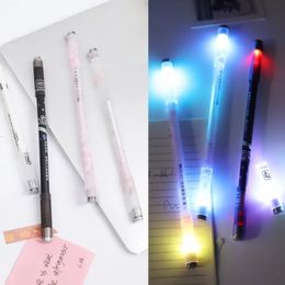 Cool roterande LED -flashgelpenna med ljus 0,5 mm spelspinnarpengel kulspets enkel anti slip komfort för nybörjare rotag